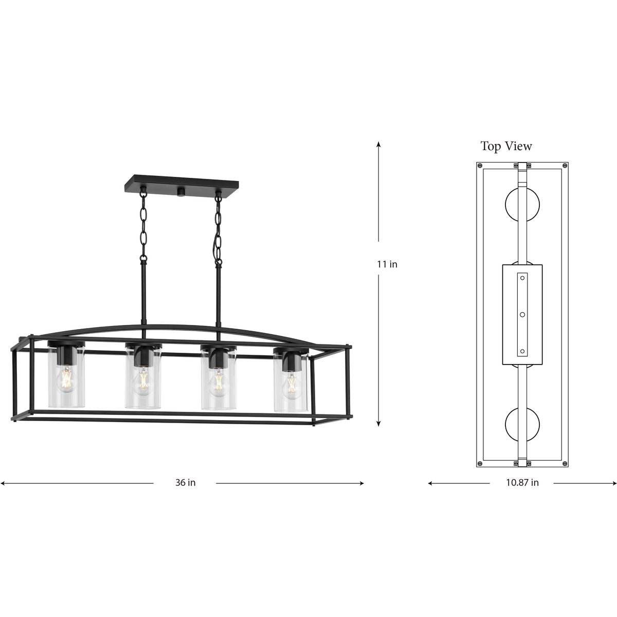 Progress Lighting Swansea 4-Light Matte Black Transitional Outdoor Chandelier