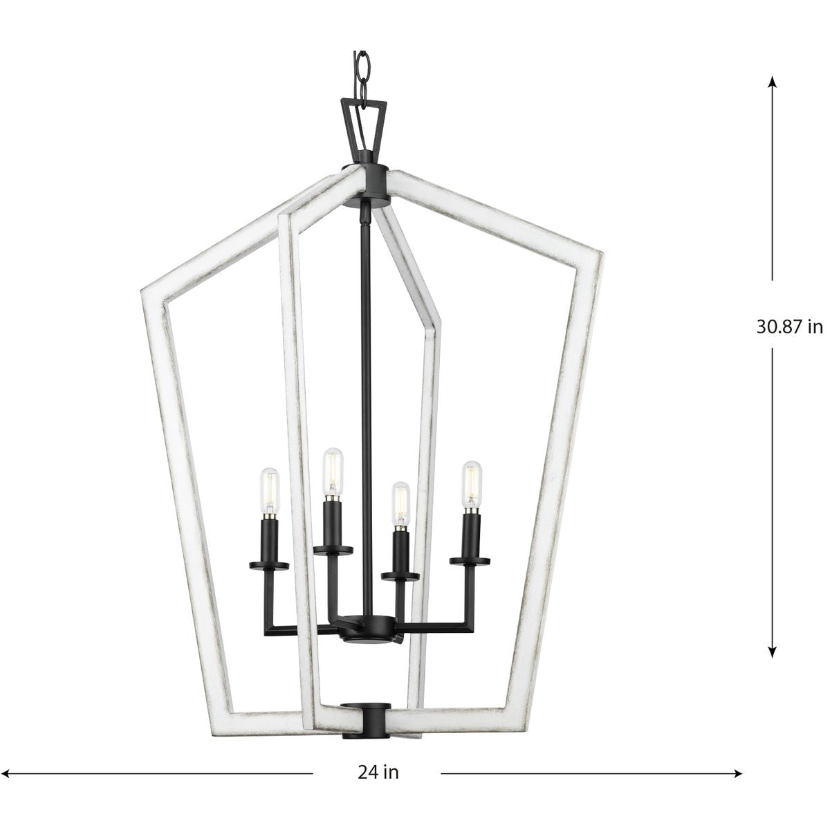 Progress Lighting Galloway 4-Light Matte Black Farmhouse Chandelier