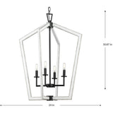 Progress Lighting Galloway 4-Light Matte Black Farmhouse Chandelier