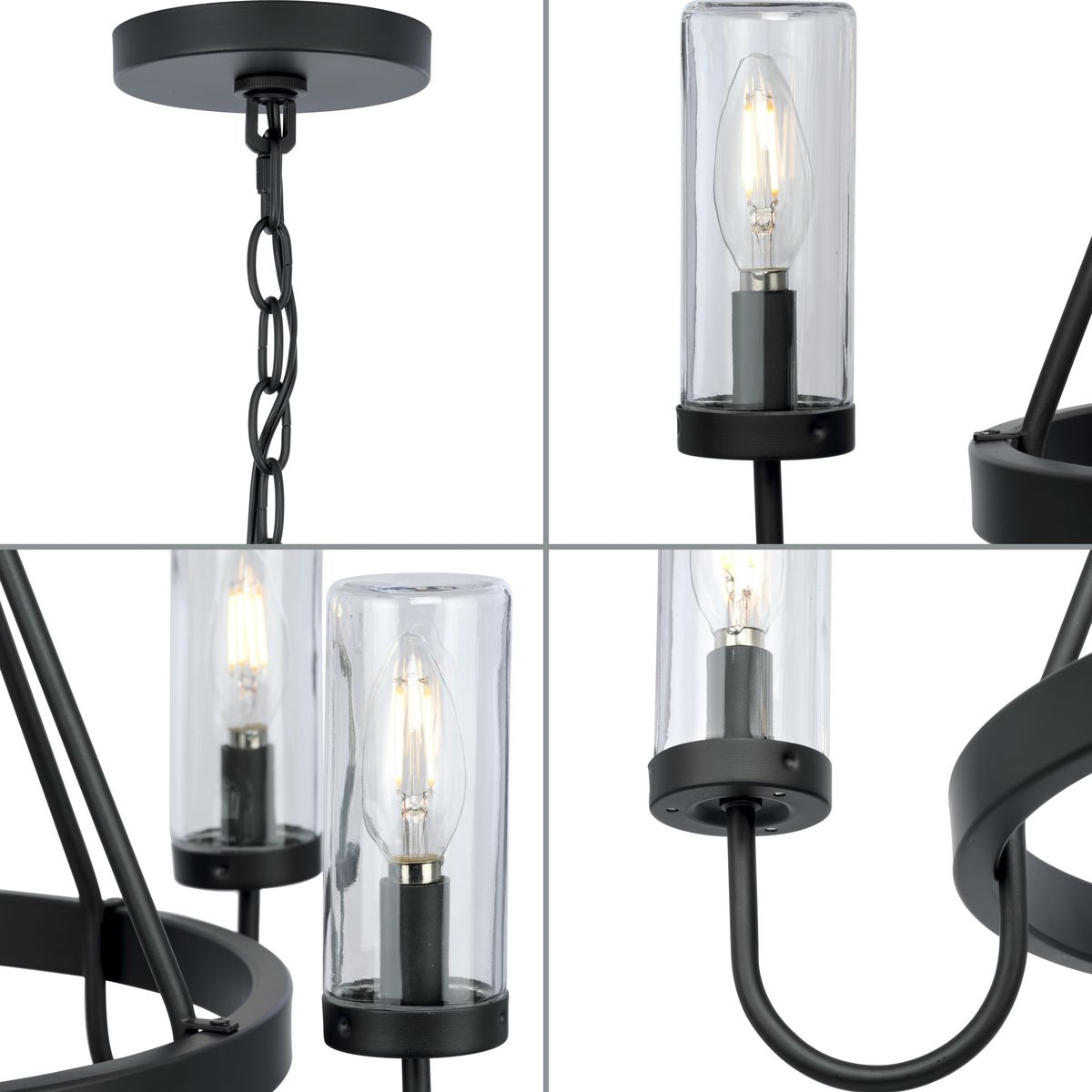 Progress Lighting Swansea 5-Light Matte Black Transitional Outdoor Chandelier