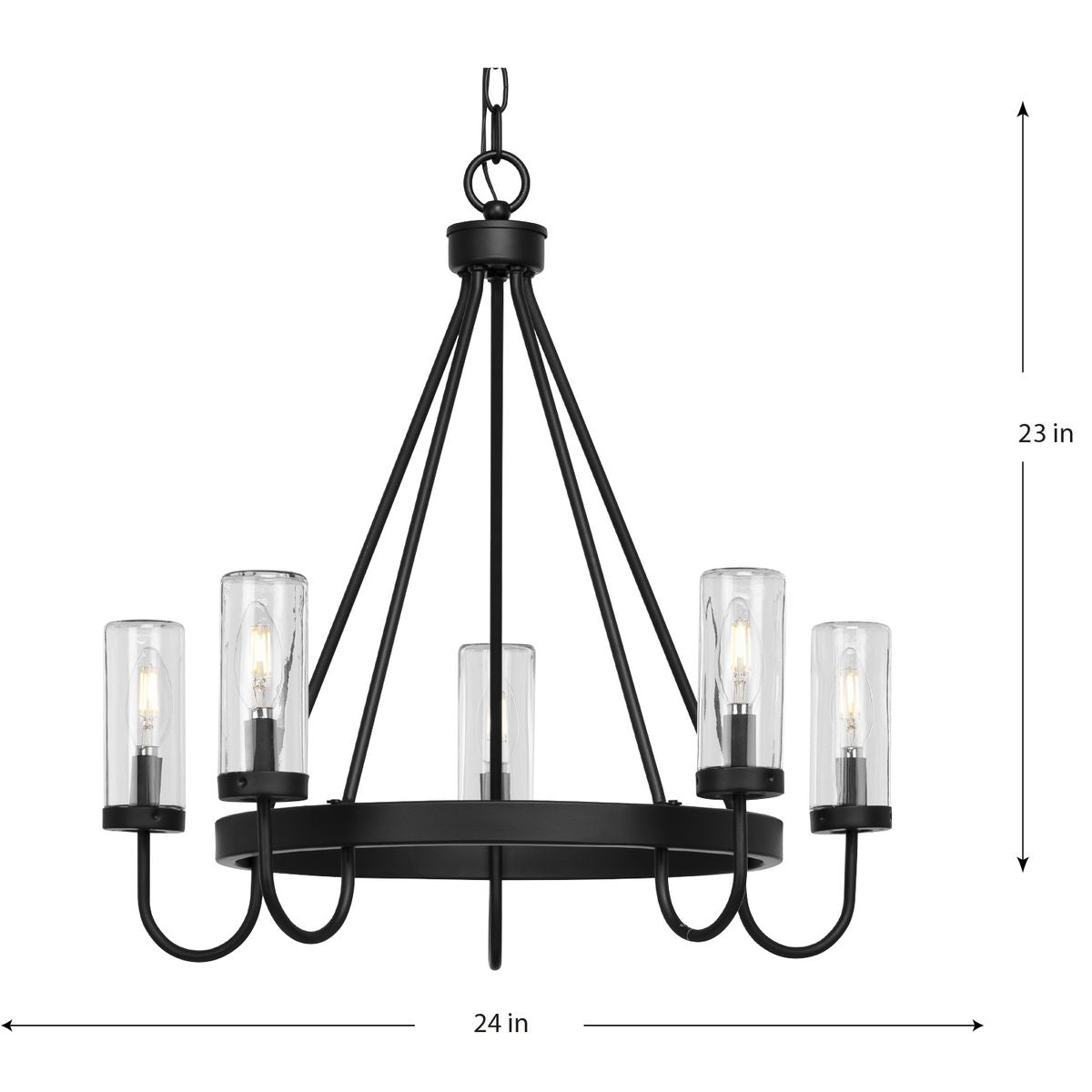 Progress Lighting Swansea 5-Light Matte Black Transitional Outdoor Chandelier