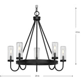 Progress Lighting Swansea 5-Light Matte Black Transitional Outdoor Chandelier
