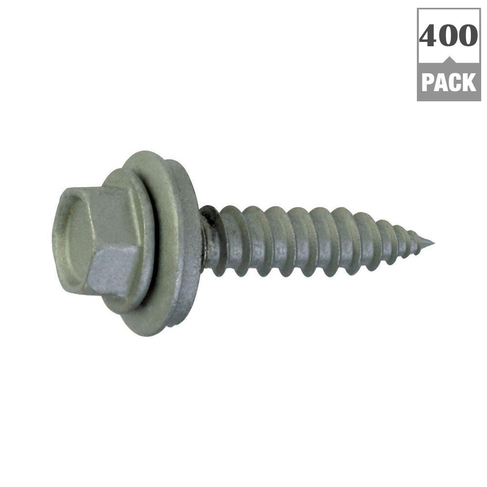 #9 x 1-1/2 in. External Hex Drive Washer Head Roofing Screws (400-Pack)