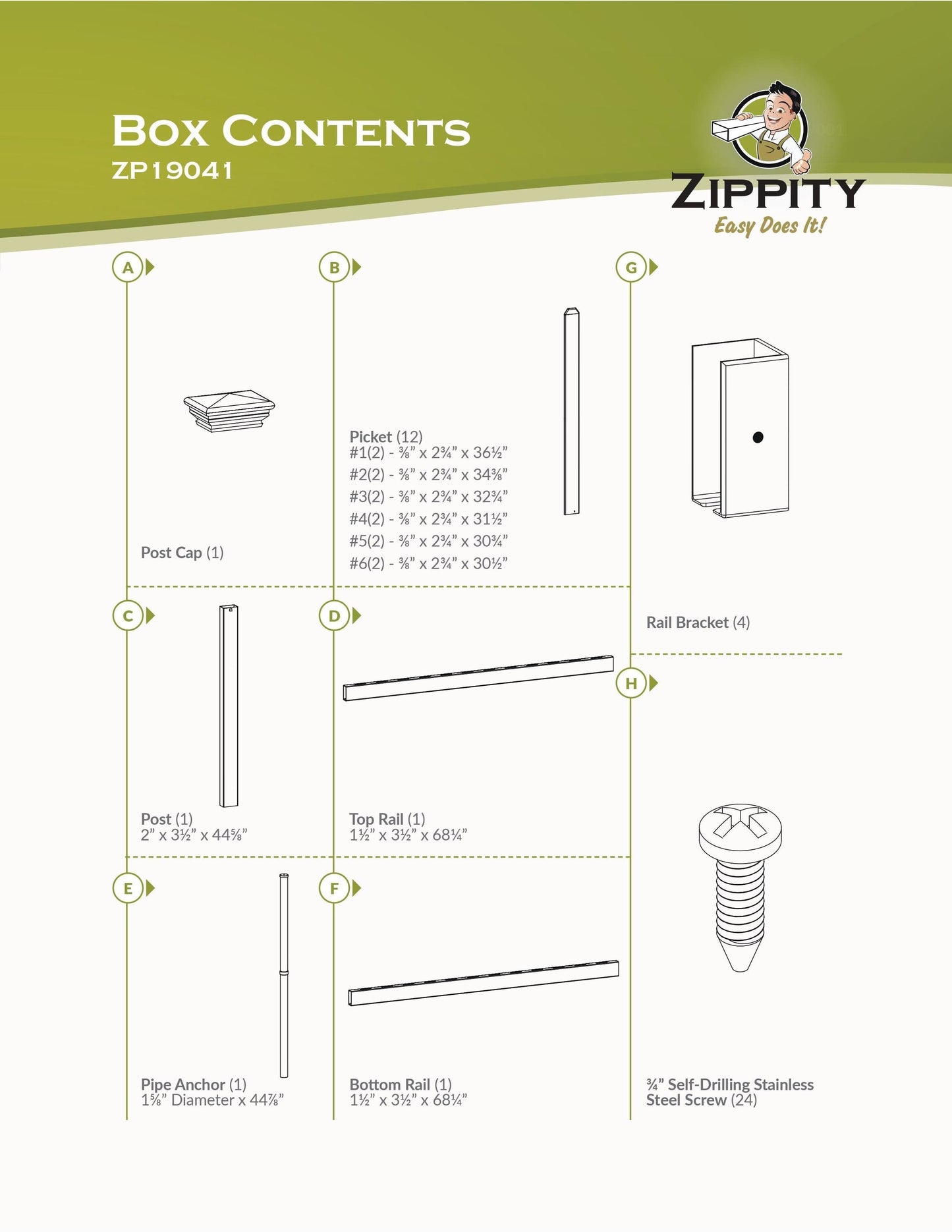 Zippity Outdoor Products All American 3.5-ft H x 6-ft W White Privacy Vinyl Scallop Fence Panel (Unassembled)