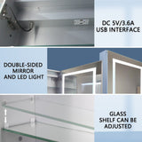 WELLFOR V3 24-in x 30-in Lighted LED Surface/Recessed Mount Aluminum Mirrored Soft Close Medicine Cabinet with Outlet