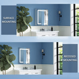 WELLFOR V3 24-in x 30-in Lighted LED Surface/Recessed Mount Aluminum Mirrored Soft Close Medicine Cabinet with Outlet