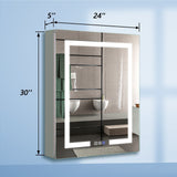 WELLFOR V3 24-in x 30-in Lighted LED Surface/Recessed Mount Aluminum Mirrored Soft Close Medicine Cabinet with Outlet