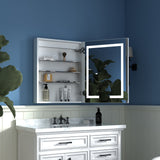 WELLFOR V3 24-in x 30-in Lighted LED Surface/Recessed Mount Aluminum Mirrored Soft Close Medicine Cabinet with Outlet
