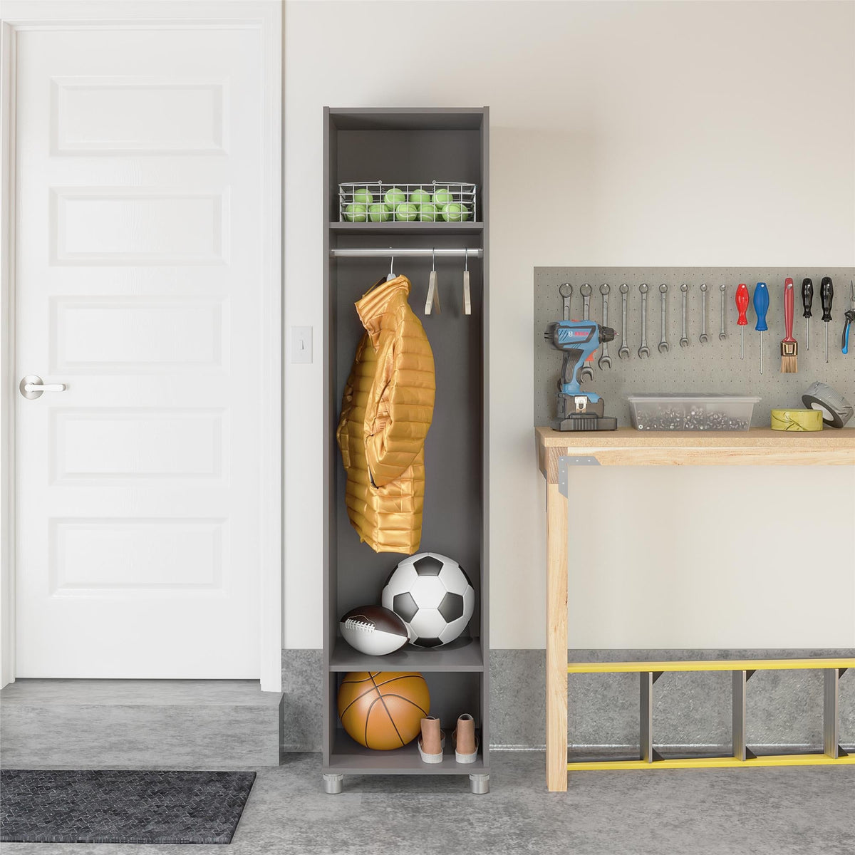 Ameriwood Home Camberly 18.23-in W x 74.25-in H x 15.4-in D Freestanding Composite Wood Garage Cabinet in Gray
