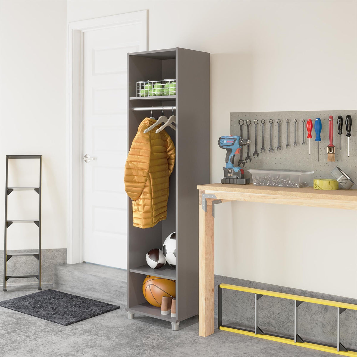 Ameriwood Home Camberly 18.23-in W x 74.25-in H x 15.4-in D Freestanding Composite Wood Garage Cabinet in Gray