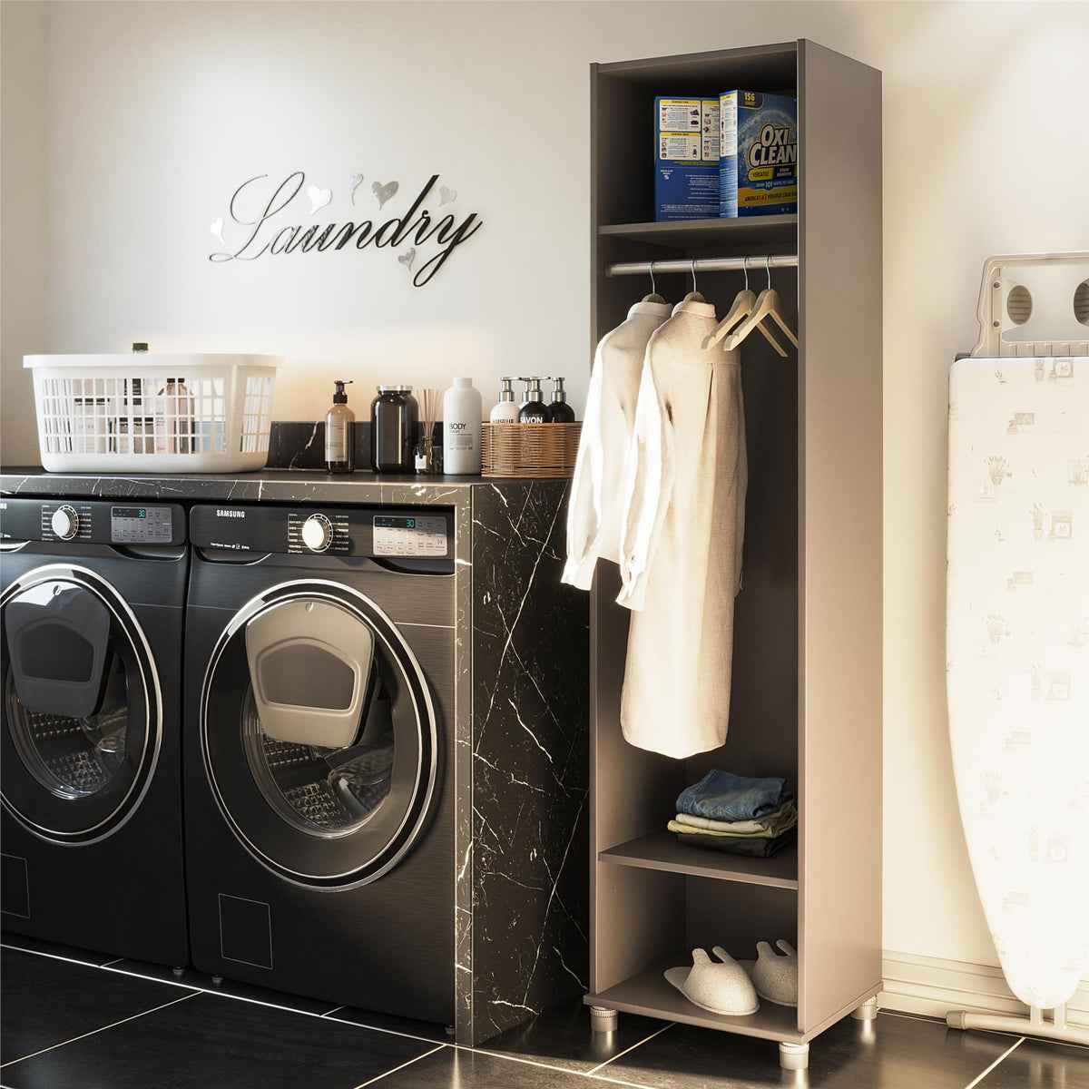 Ameriwood Home Camberly 18.23-in W x 74.25-in H x 15.4-in D Freestanding Composite Wood Garage Cabinet in Gray