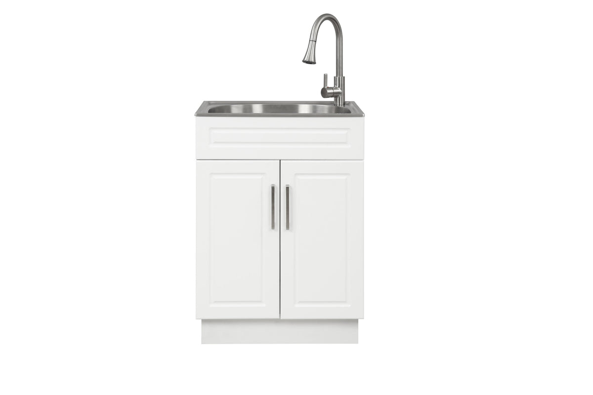 Style Selections 1-Basin Freestanding Utility Tub with Cabinet, Drain & Faucet