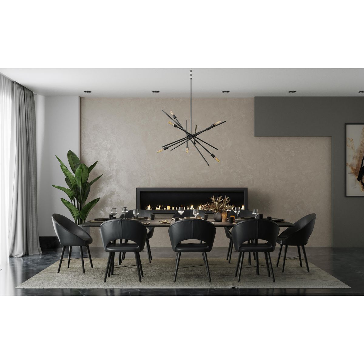 Progress Lighting Astra 8-Light Matte Black Modern/Contemporary Chandelier
