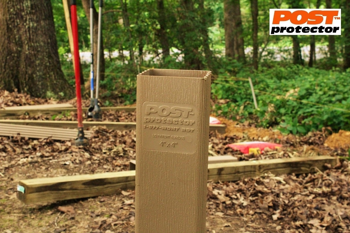 Post Protector Decay Protection 5.5-in x 3.5-in x 3-1/2-ft Cedar Tone Deck Post Sleeve