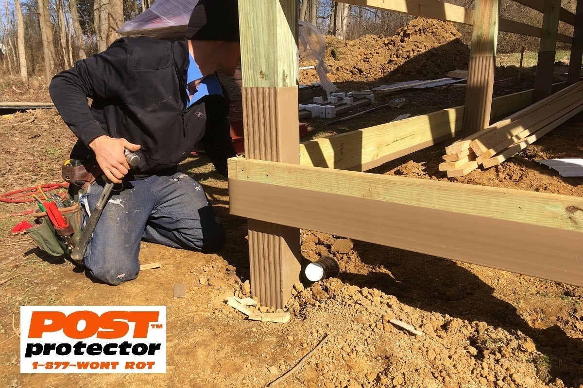 Post Protector Decay Protection 5.5-in x 5.5-in x 5-ft Cedar Tone Deck Post Sleeve