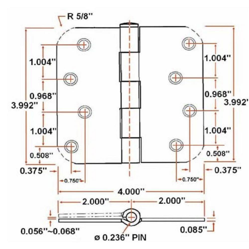4 in. x 5/8 in. Radius Satin Nickel Door Hinge Value Pack (3 per Pack) - Super Arbor
