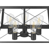Progress Lighting Bradberry 5-Light Matte Black Farmhouse Square Medium Hanging Pendant Light