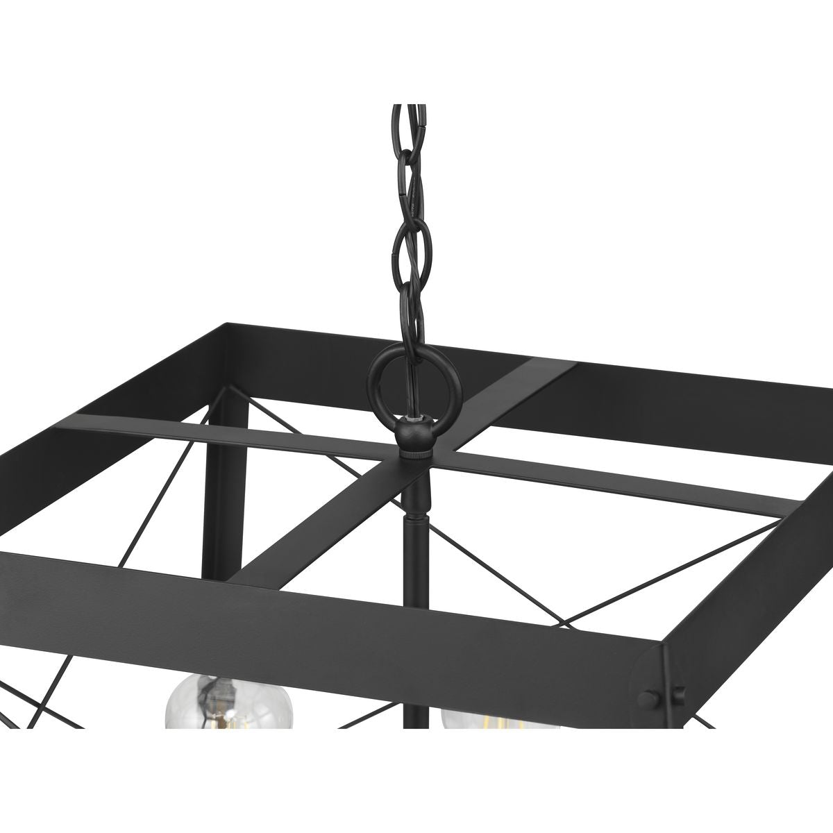 Progress Lighting Bradberry 5-Light Matte Black Farmhouse Square Medium Hanging Pendant Light