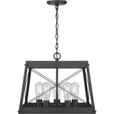 Progress Lighting Bradberry 5-Light Matte Black Farmhouse Square Medium Hanging Pendant Light