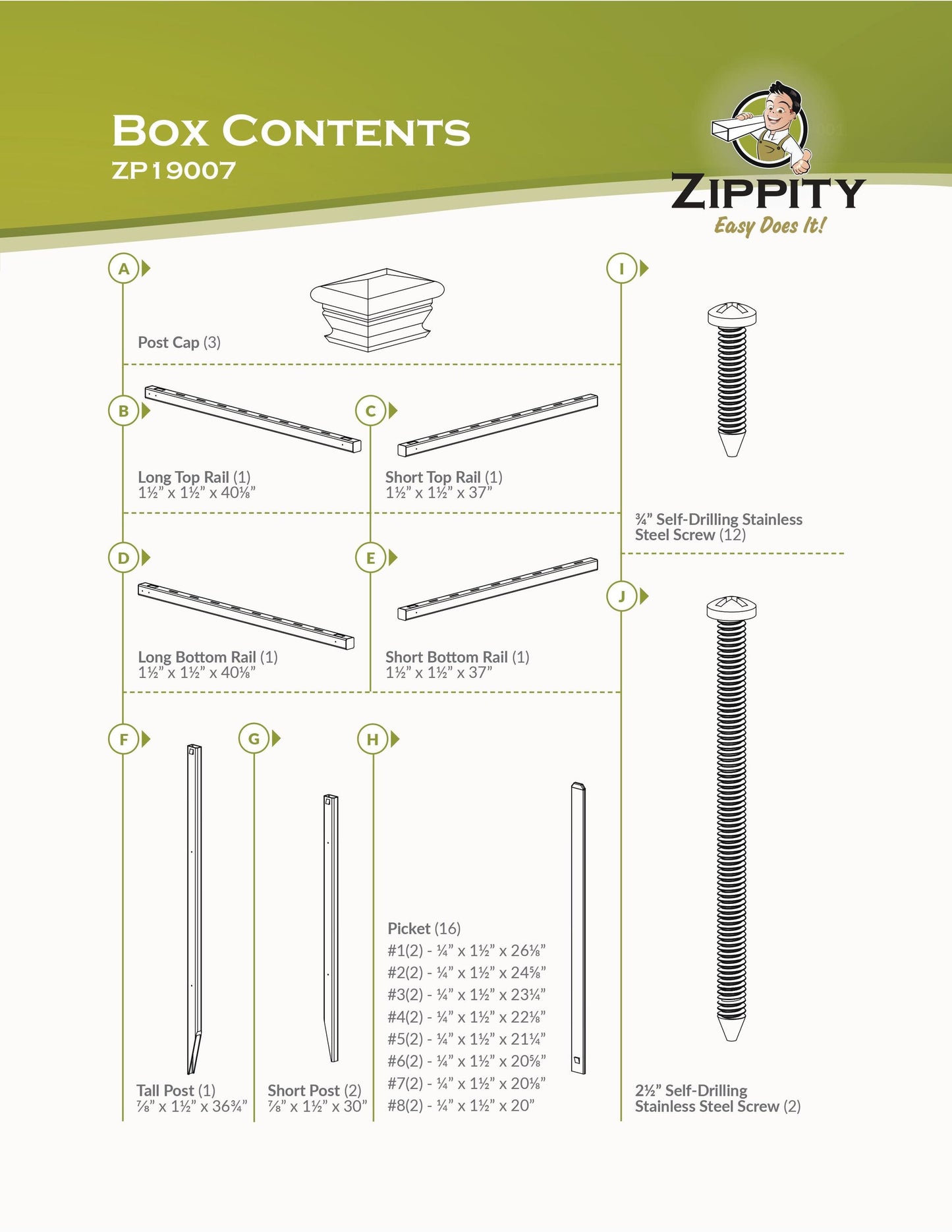 Zippity Outdoor Products Ashley 2 Panels 2.5-ft H x 3-ft W White Vinyl Scallop Fence Panel (Unassembled)