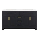 Style Selections Cauley 60-in Black Double Sink Bathroom Vanity with White Cultured Marble Top