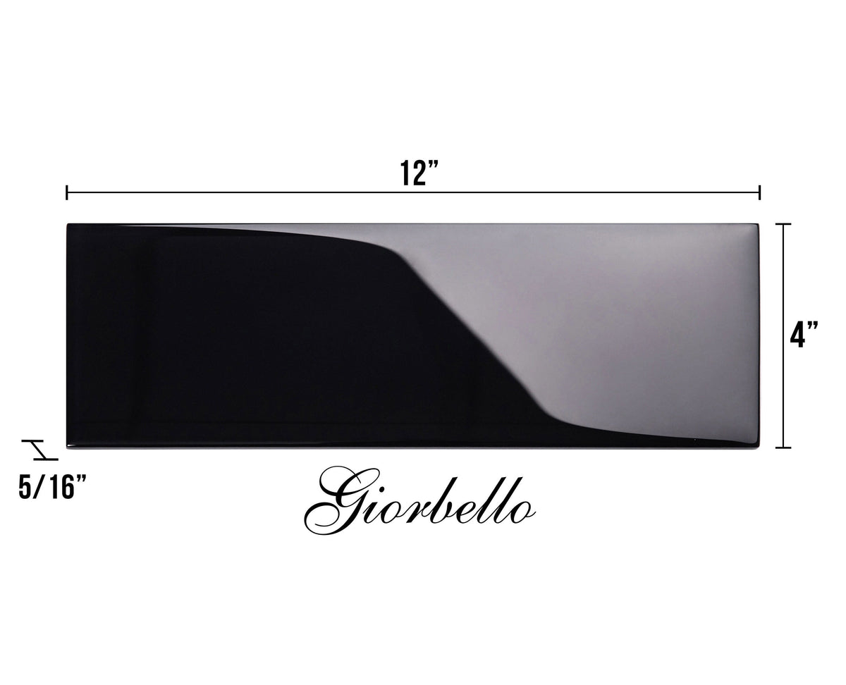 Giorbello (Sample) 4x12 glass subway tiles Black 4-in x 12-in Glossy Glass Brick Subway Wall Tile