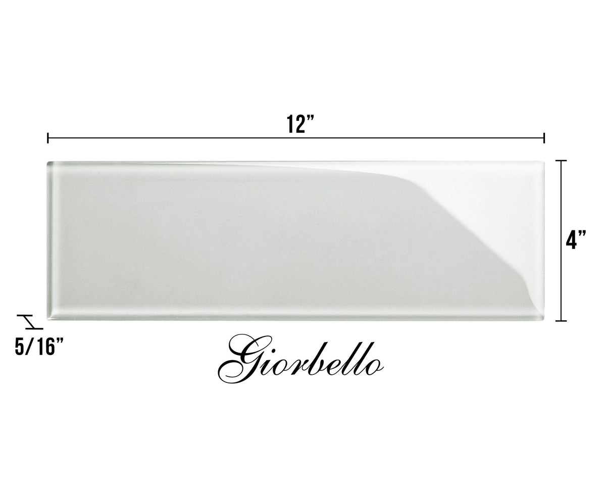 Giorbello Classic Premium Light Gray 4-in x 12-in Glossy Glass Subway Wall Tile (5-sq. ft/ Carton)