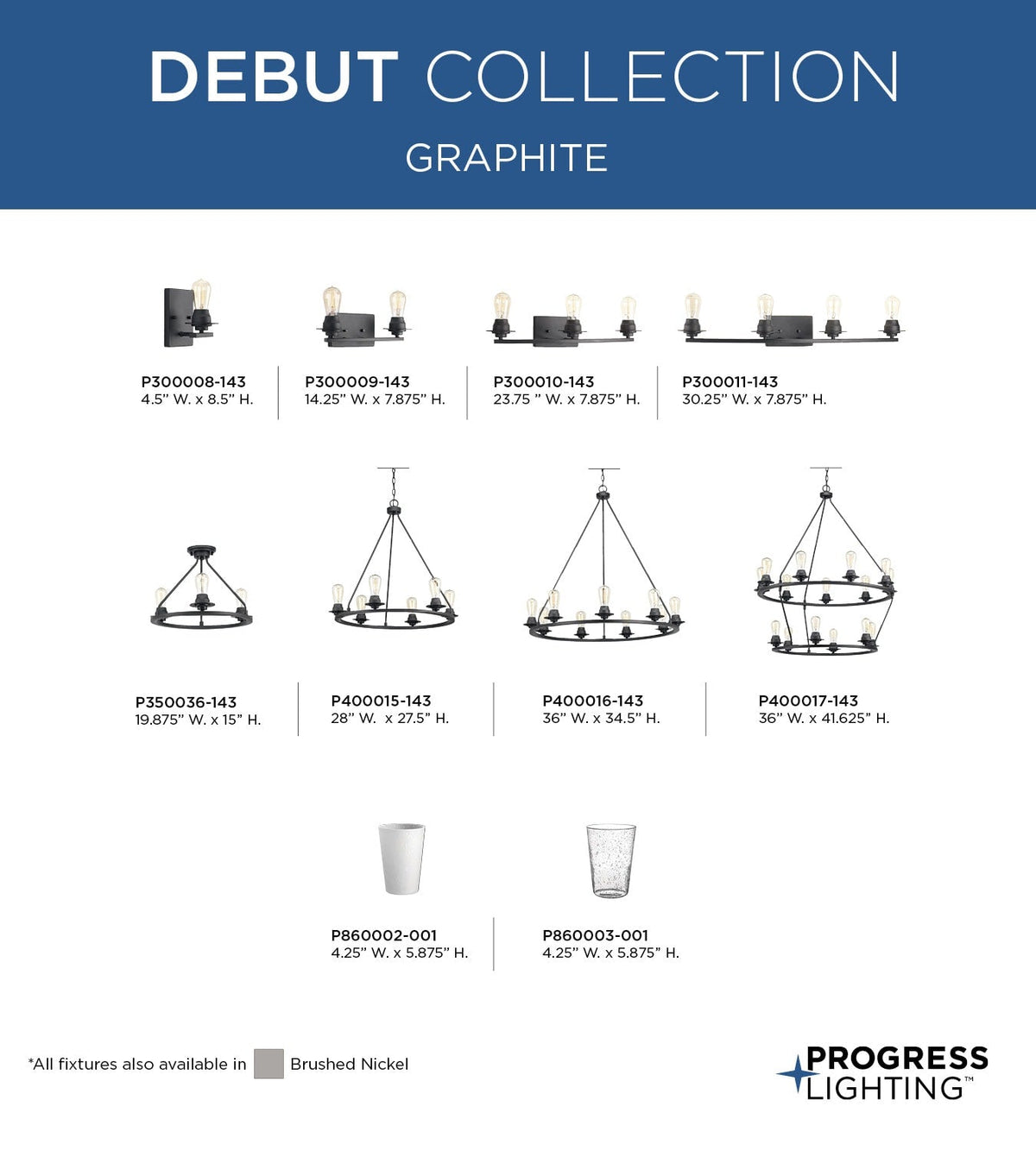 Progress Lighting Debut 9-Light Gray Farmhouse Chandelier