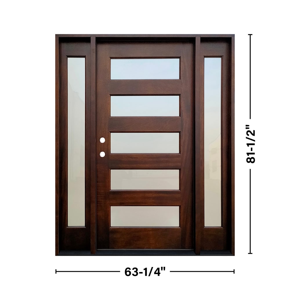 Greatview Doors Mahogany Stained Prehung Single Front Door with Sidelights