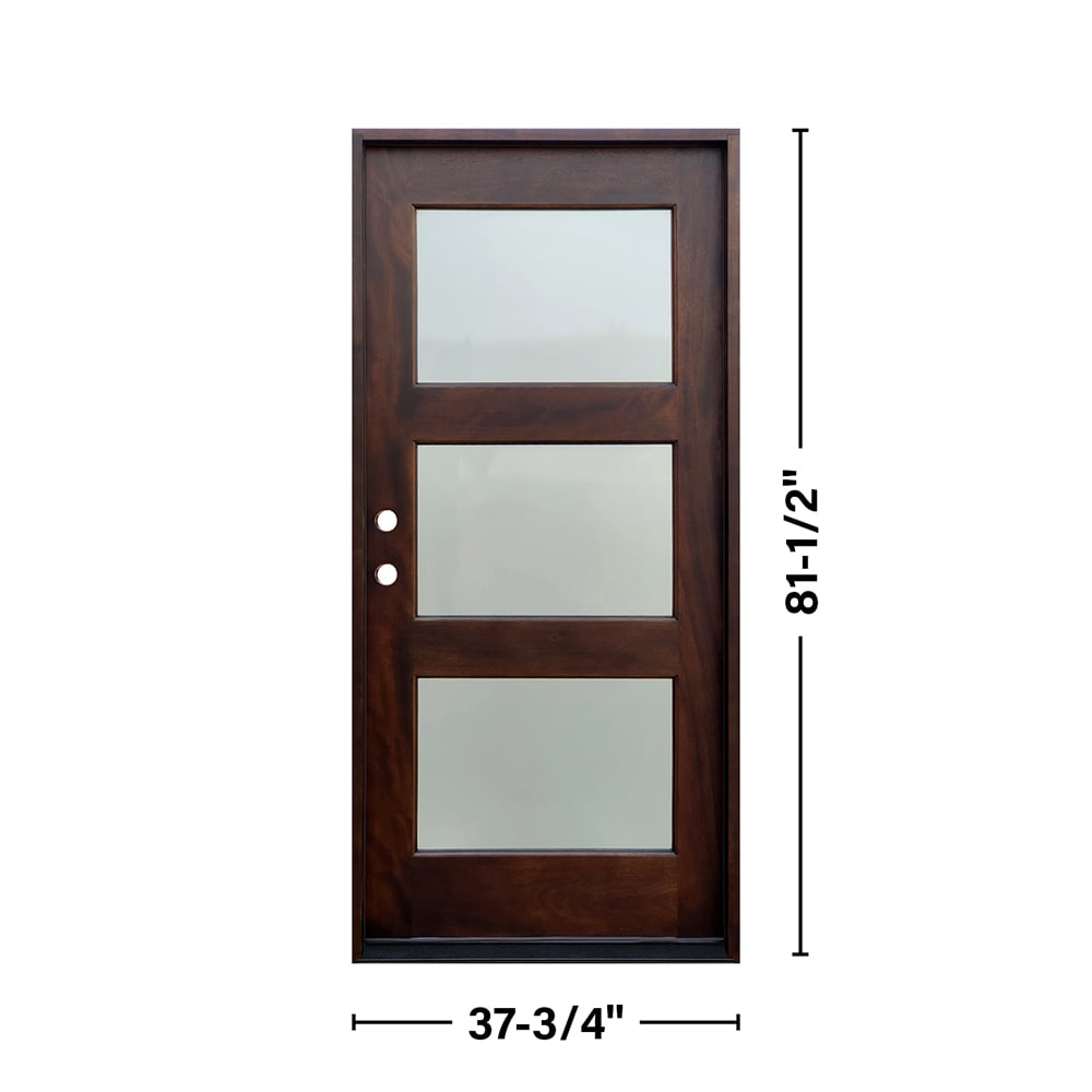Greatview Doors 36-in x 80-in Mahogany Stained Prehung Single Front Door with Frosted Glass