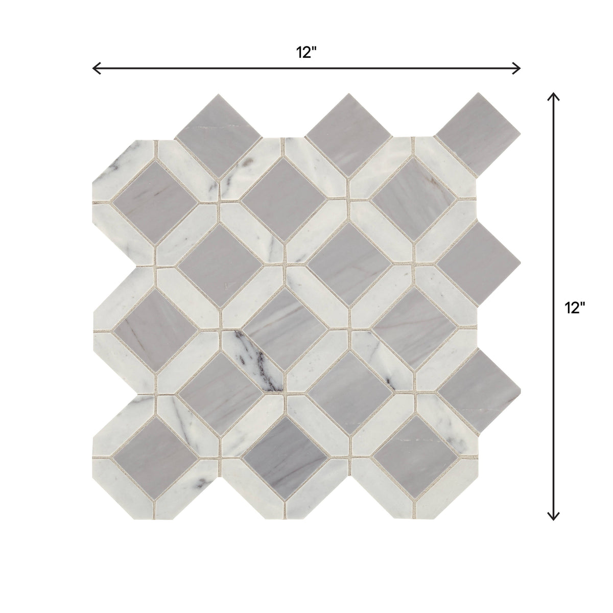 American Olean Genuine Stone White and Gray 12-in x 12-in Glazed Natural Marble Mosaic Floor and Wall Tile (1.08-sq ft)