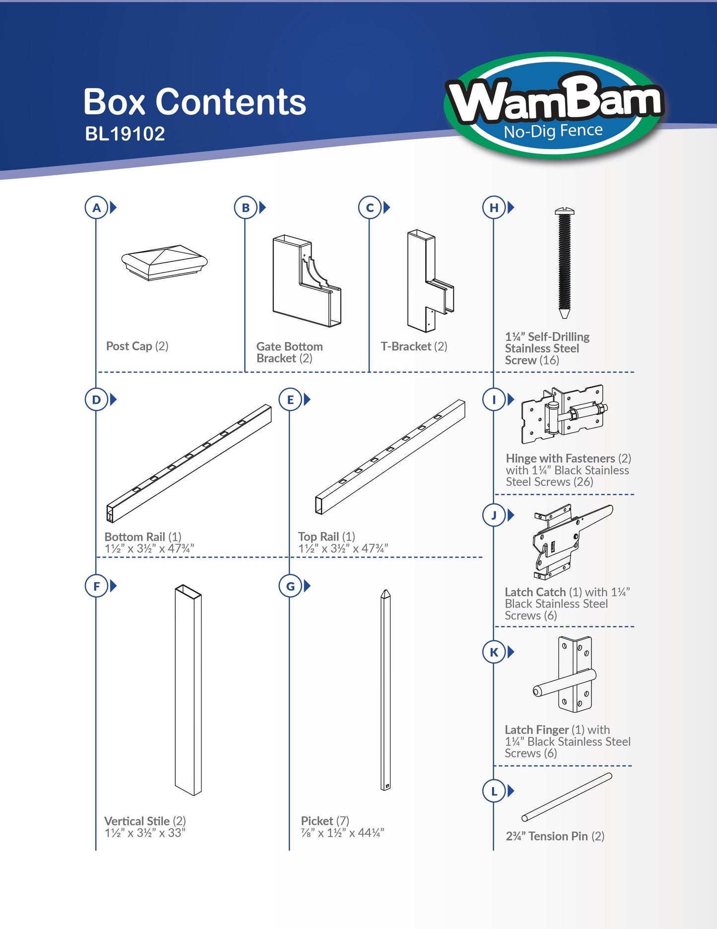 WamBam Fence 4-ft H x 4-ft W White Vinyl Flat-top Fence Gate Kit (Unassembled)