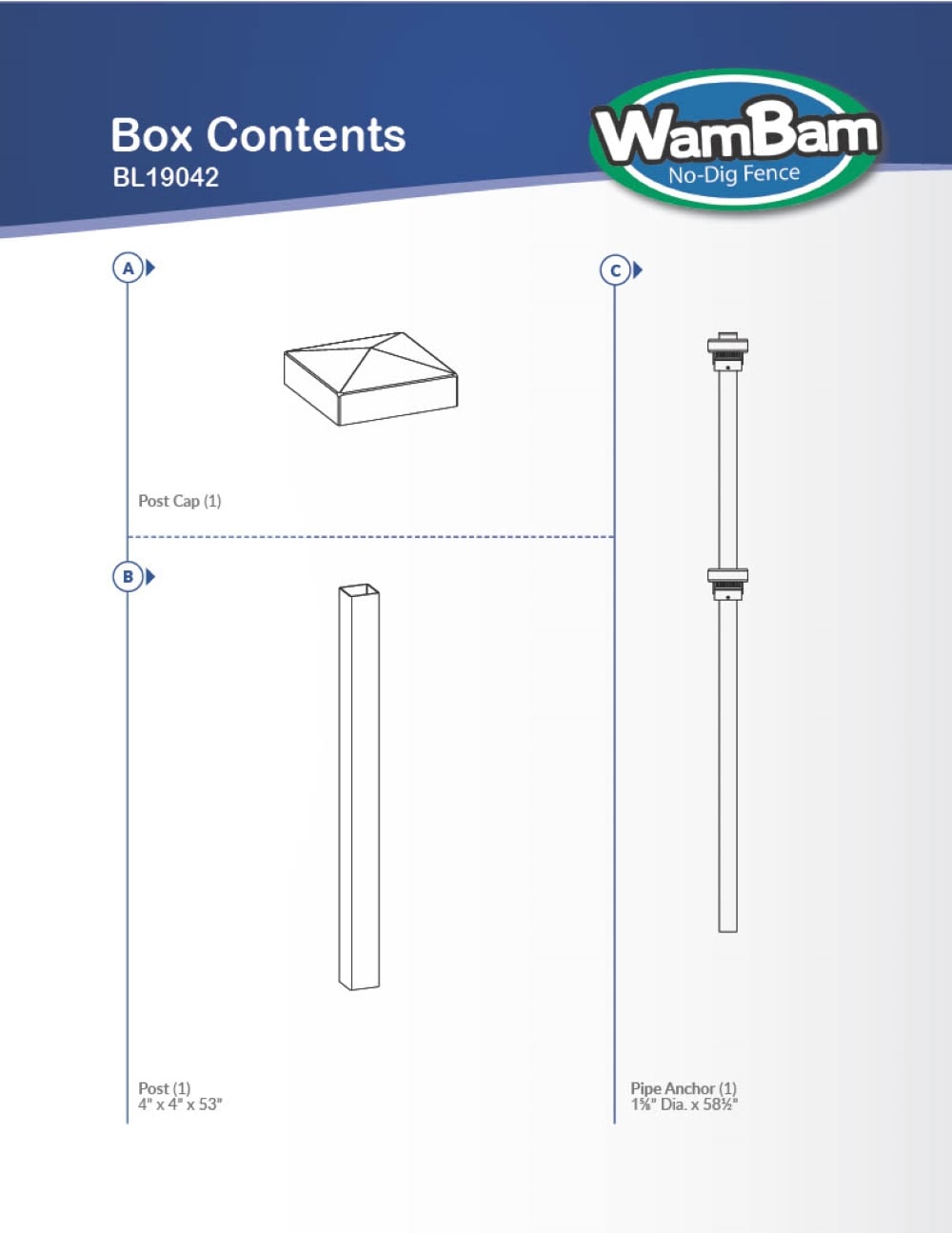 WamBam Fence 4-ft H x 4-in W White Vinyl Universal Fence Post No Dig (Unassembled)