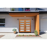 Greatview Doors 72x80 Mahogany Prehung Double Front Door with Privacy Glass