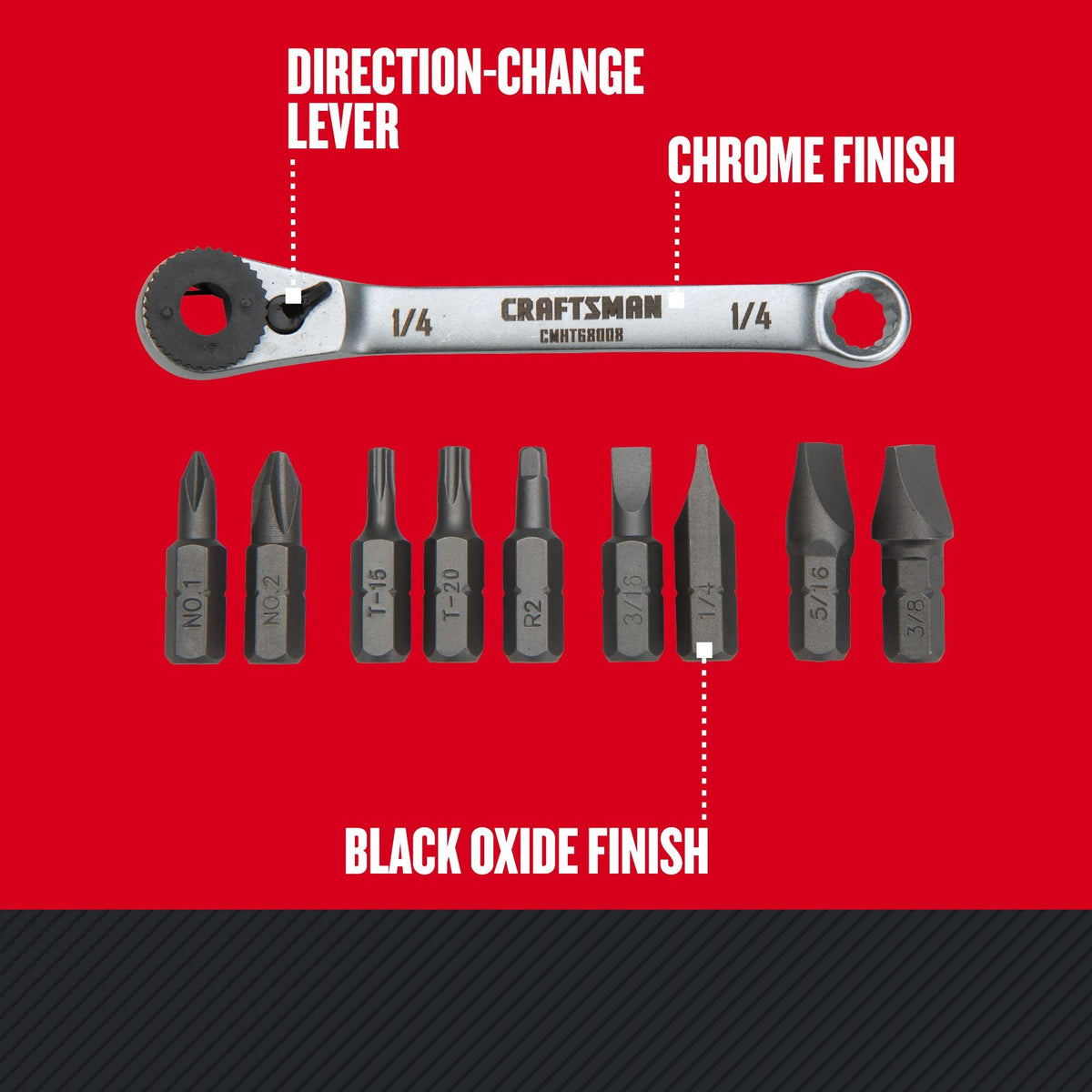 CRAFTSMAN 10-Piece Steel Handle Ratcheting Multi-Bit Screwdriver Set