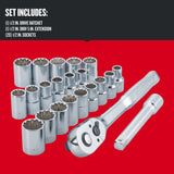 CRAFTSMAN 22-Piece 72-Tooth 1/2-in Drive Quick-Release Ratchet & Universal Socket Set