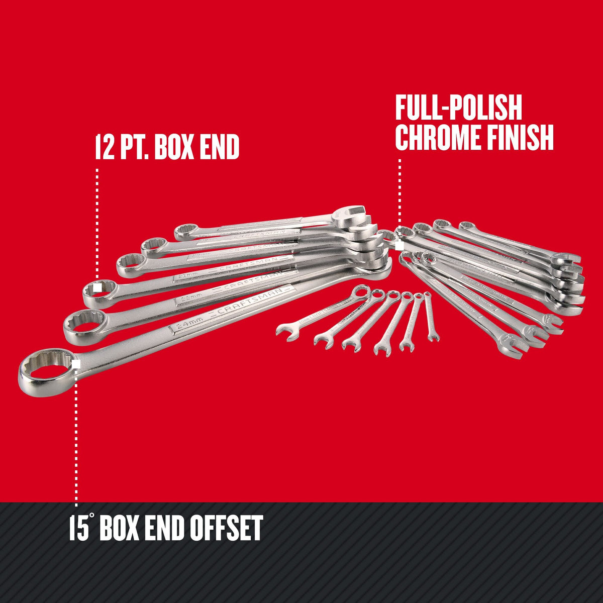 Craftsman 12-Point Metric Combination Wrench Set, 20-Piece