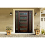 Greatview Doors Mahogany Stained Prehung Single Front Door with Sidelights