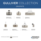 Progress Lighting Gulliver 4-Light Graphite Farmhouse Linear Large Hanging Kitchen Island Light