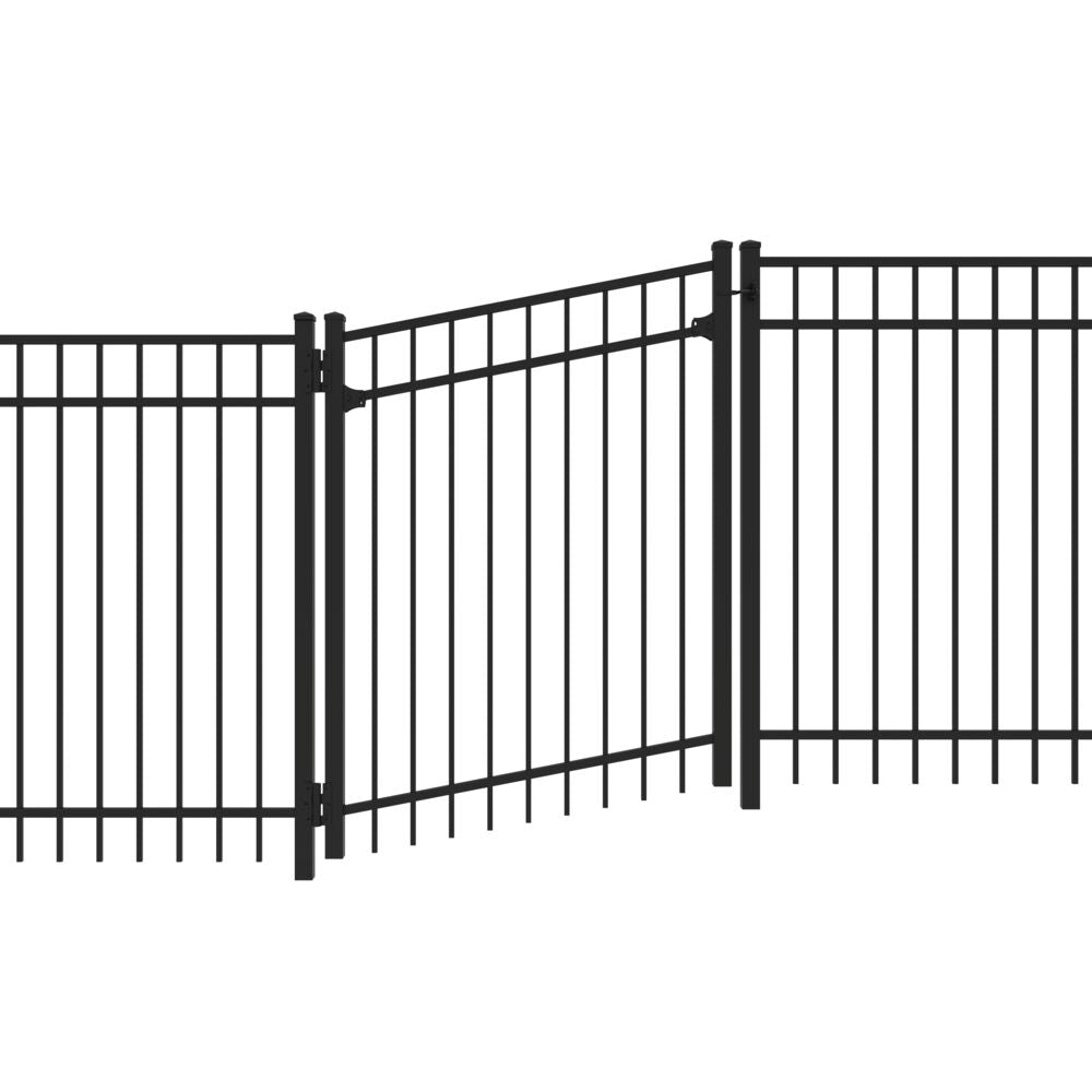 Freedom New Haven 5-ft H x 3-ft to 5-ft W Black Aluminum Spaced Picket Flat-top Decorative Fence Gate Kit