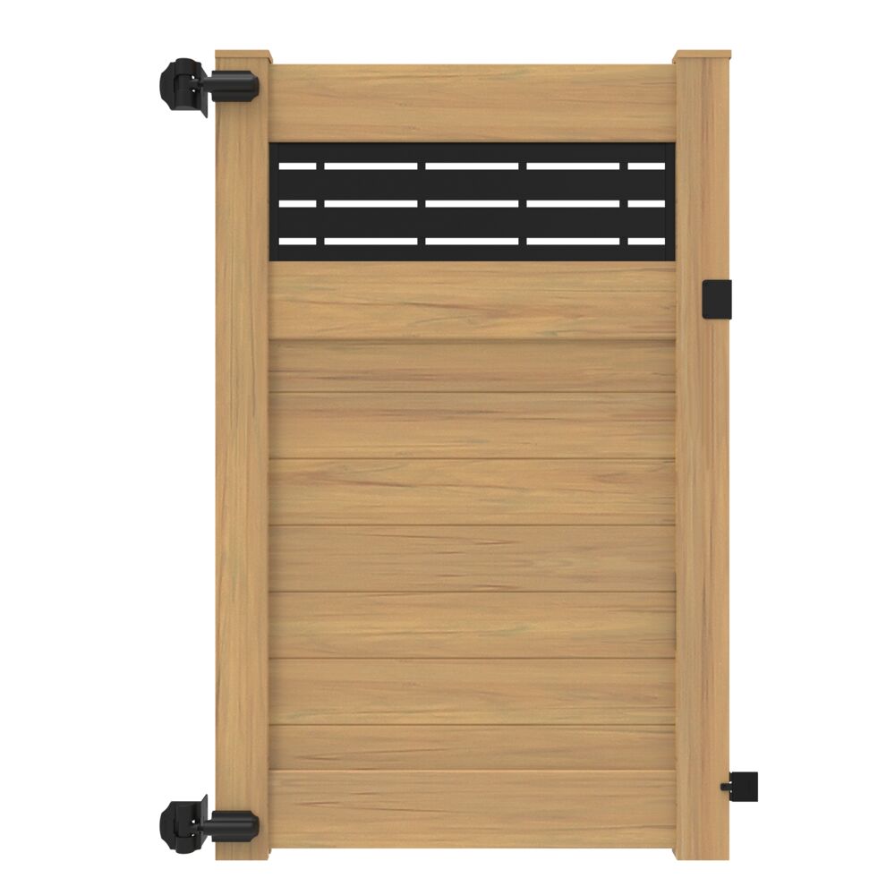 Freedom Barington Boardwalk/Newbeck Boardwalk 6-ft H x 4-ft W Woodgrain Cypress Vinyl Fence Gate Kit (Unassembled)