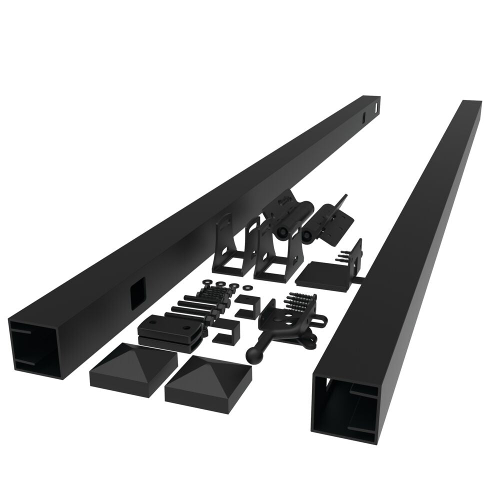 Freedom New Haven 4-1/2-ft H x 3-ft to 5-ft W Black Aluminum Spaced Picket Flat-top Decorative Fence Gate Kit