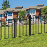 Freedom New Haven 4-1/2-ft H x 3-ft to 5-ft W Black Aluminum Spaced Picket Flat-top Decorative Fence Gate Kit