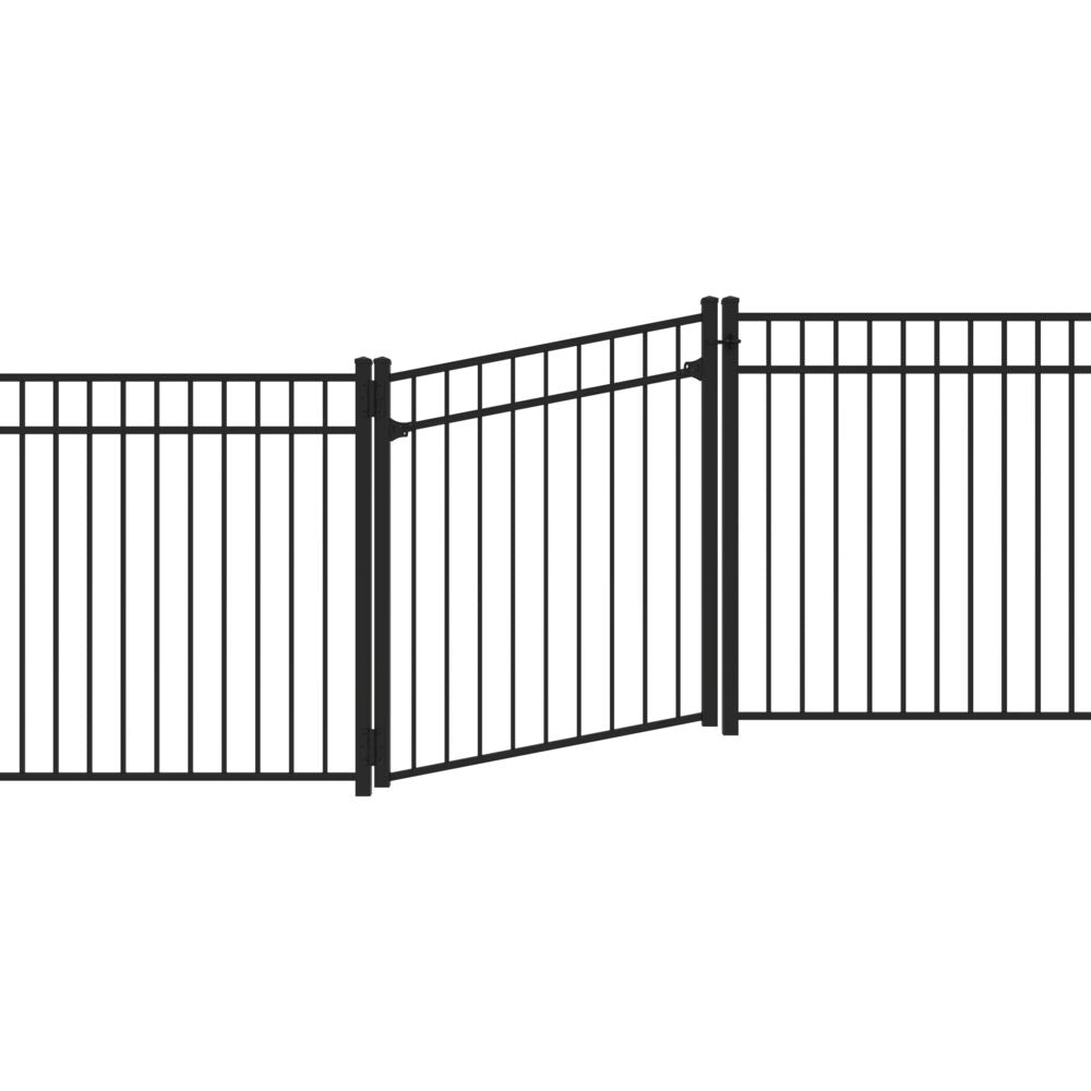 Freedom New Haven 4-1/2-ft H x 3-ft to 5-ft W Black Aluminum Spaced Picket Flat-top Decorative Fence Gate Kit