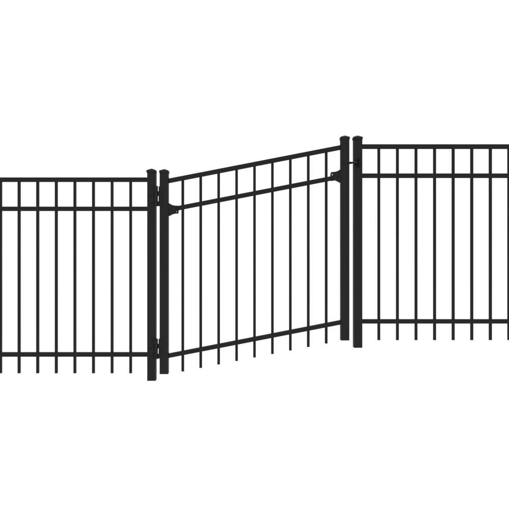 Freedom New Haven 4-ft H x 3-ft to 5-ft W Black Aluminum Spaced Picket Flat-top Decorative Fence Gate Kit