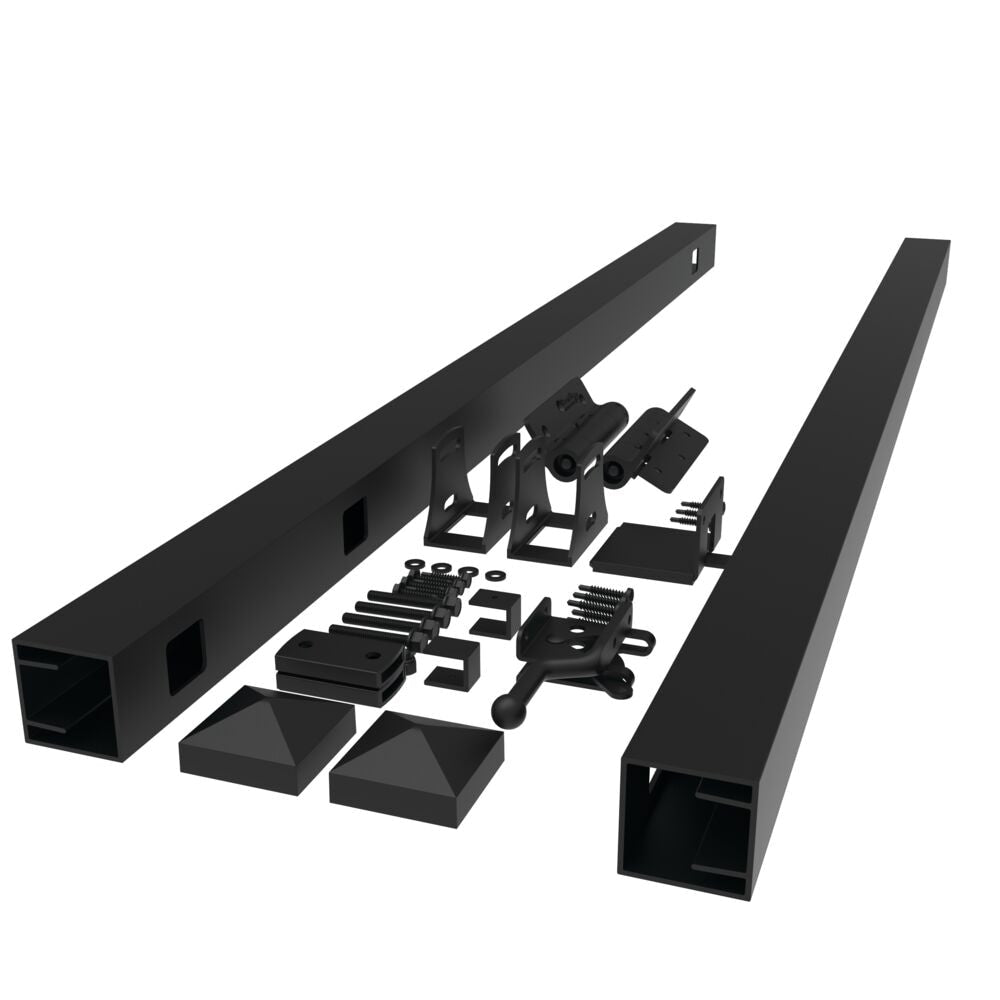 Freedom New Haven 4-ft H x 3-ft to 5-ft W Black Aluminum Spaced Picket Flat-top Decorative Fence Gate Kit