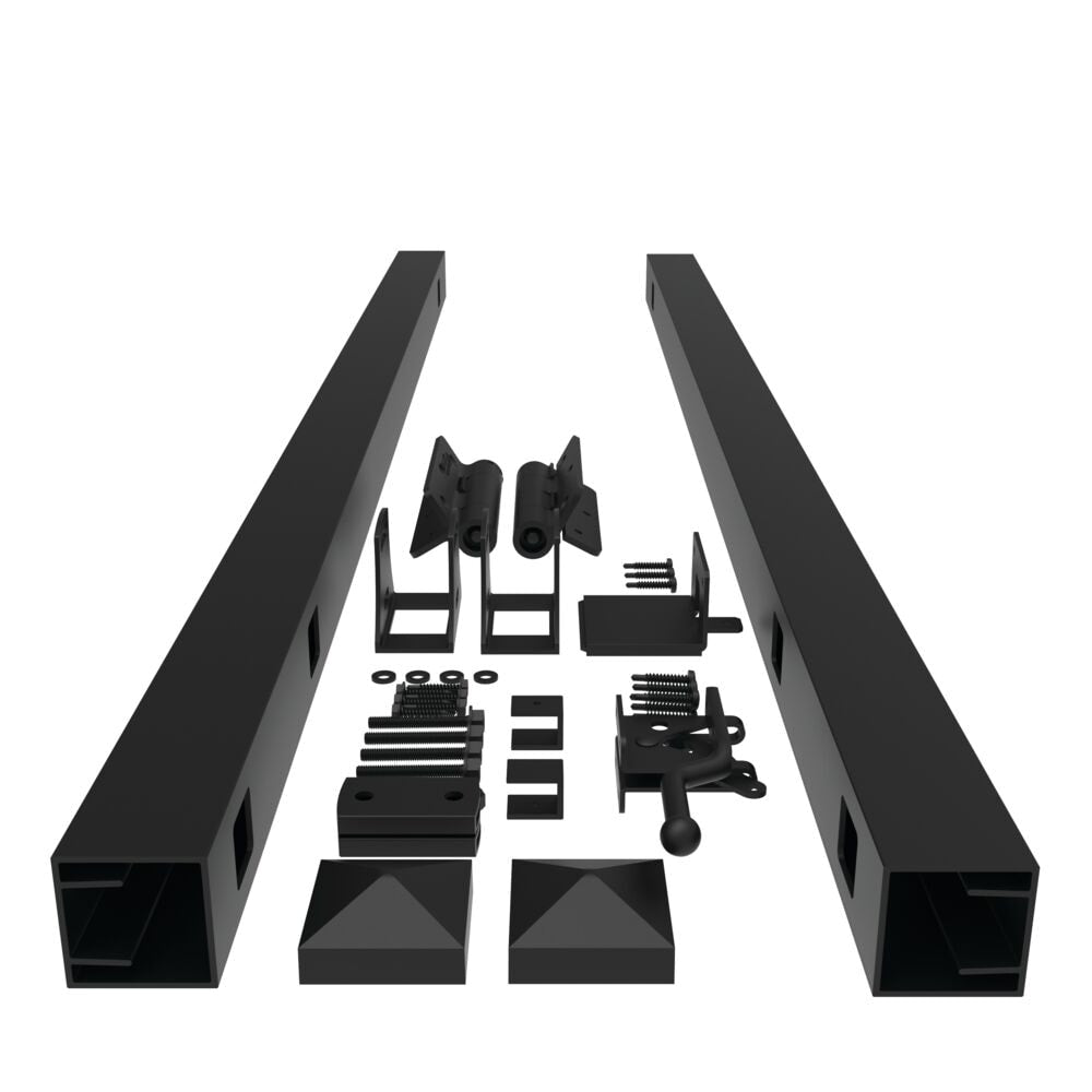 Freedom New Haven 4-ft H x 3-ft to 5-ft W Black Aluminum Spaced Picket Flat-top Decorative Fence Gate Kit