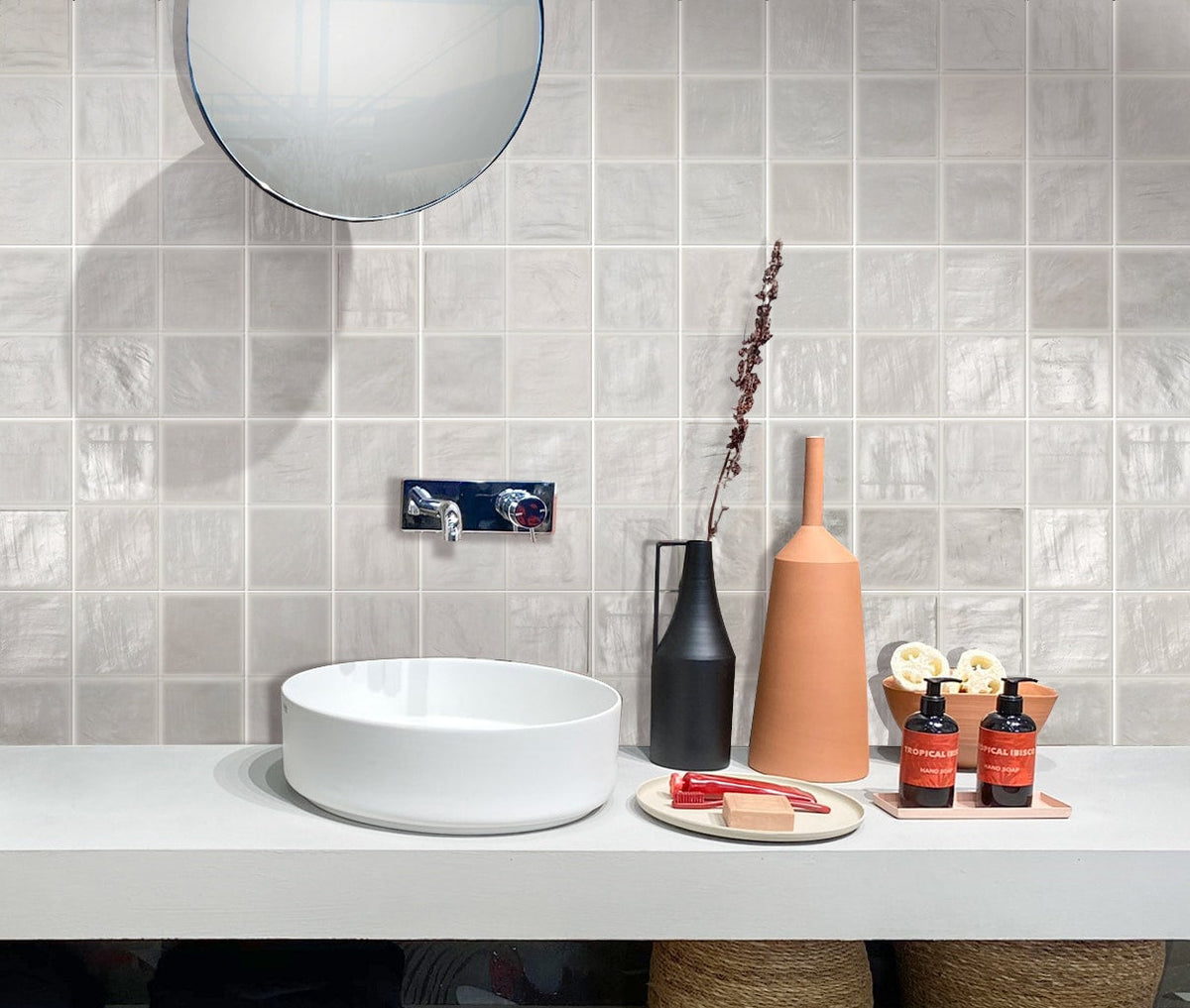 Apollo Tile (Sample) Duchess White 4-in x 4-in Glossy Ceramic Wall Tile