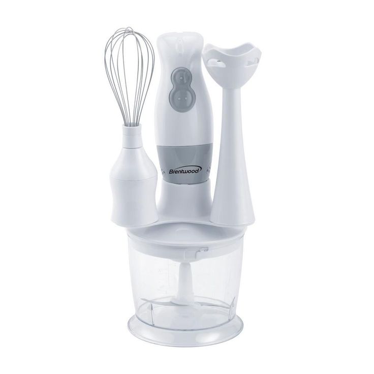 2-Speed White Hand Mixer Blender and Food Processor with Balloon Whisk
