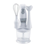 2-Speed White Hand Mixer Blender and Food Processor with Balloon Whisk